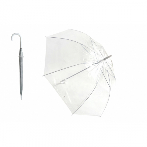 Obrázek Deštník průhledný bílý plast/kov 82cm