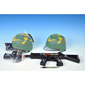 Obrázek Vojenská sada /samopal 31cm + helma plast