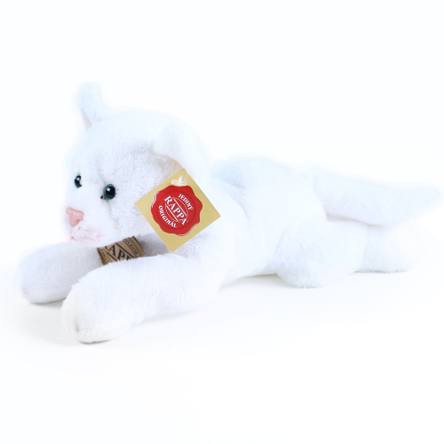Obrázek plyšová kočka ležící bílá 18 cm