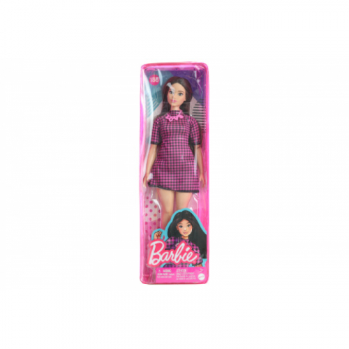 Obrázek Barbie Modelka - černo-růžové kostkované šaty HBV20