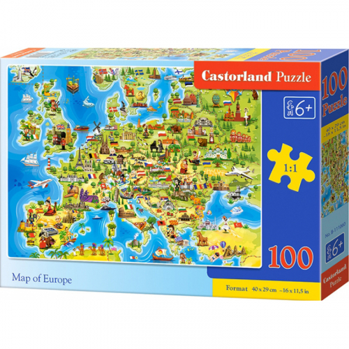 Puzzle Castorland 100 dlk premium - Mapa Evropy - Cena : 106,- K s dph 