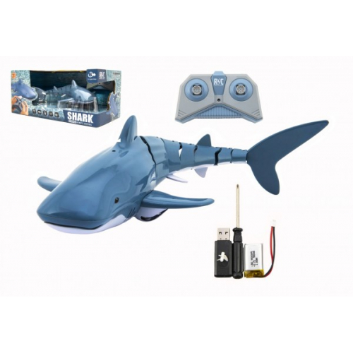Obrázek Žralok RC plast 35cm na dálkové ovládání +dobíjecí pack v krabici 38x17x20cm