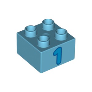 LEGO DUPLO - Kostika 2x2 s potiskem . 27, Svtle modr - Cena : 22,- K s dph 