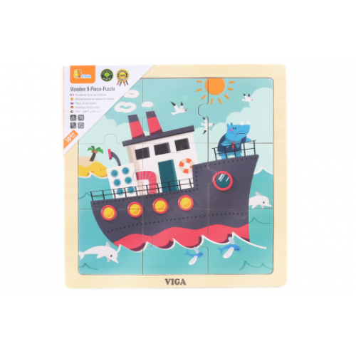 Obrázek Dřevěné puzzle 9 dílků - loď