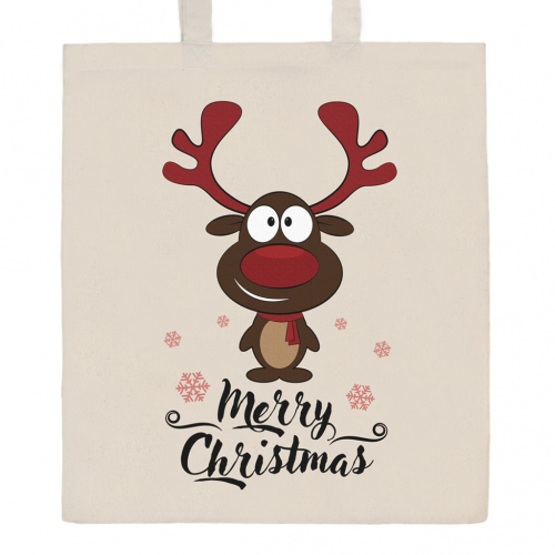 Obrázek Bavlněná nákupní taška přírodní s potiskem New Baby Merry Christmas