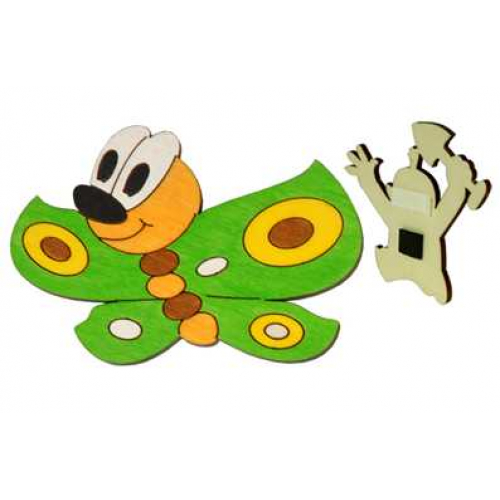 Obrázek DoDo Dřevěná dekorační magnetka motýl zelený