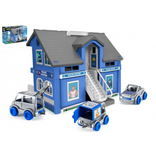 Obrzek Play House - Policejn stanice plast + 3ks auta + 1ks helikoptra v krabici 59x39x15cm