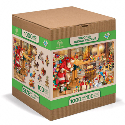Obrázek Dřevěné puzzle - Santa v práci XL 750 dílků
