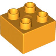 LEGO DUPLO - Kostika 2x2, luto-oranov - Cena : 4,- K s dph 
