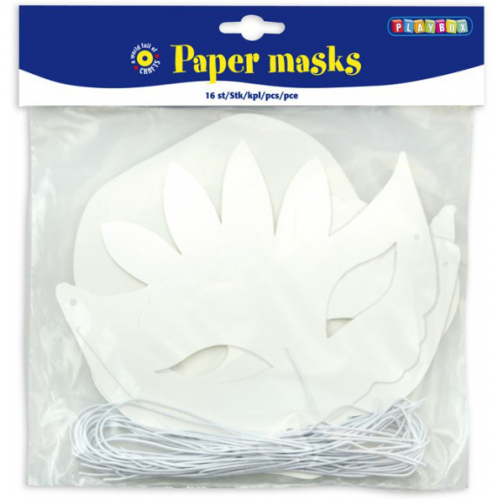 Obrázek Papírové karnevalové masky, 16 ks, cca 20 cm s bílou gumičkou