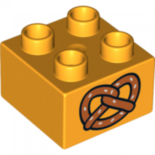 LEGO DUPLO - Kostika 2x2 s potiskem . 31, luto-oranov - Cena : 29,- K s dph 