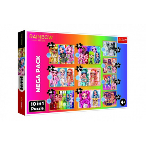 Obrzek Puzzle 10v1 Kolekce mdnch panenek/Rainbow high v krabici 40x27x6cm