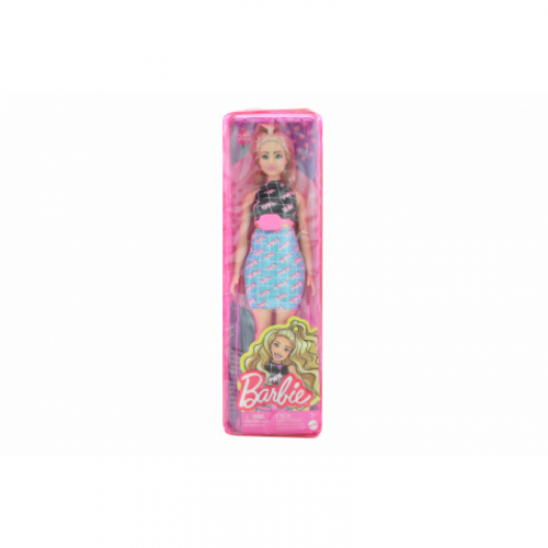 Obrázek Barbie Modelka - černo-modré šaty s ledvinkou HJT01 TV