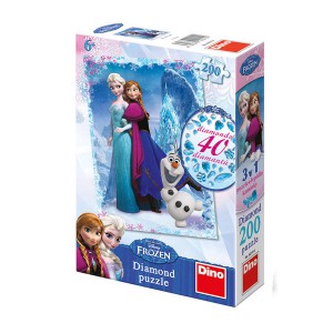 Puzzle Ledov krlovstv Frozen 200 dlk + lepidlo + kamnky - Cena : 319,- K s dph 
