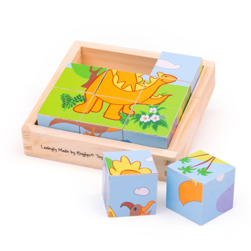 Obrázek Bigjigs Toys Obrázkové kostky kubusy Dinosauři 9 kostek