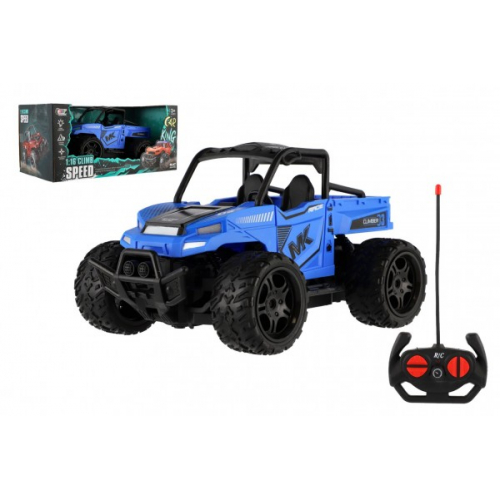 Obrzek Auto RC buggy pick-up ternn modr 22cm plast 27MHz na baterie se svtlem v krabici 30x14x16cm