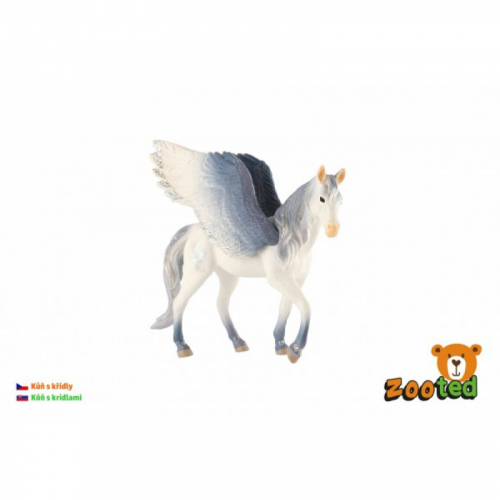 Obrázek Kůň s křídly bílo-šedý zooted plast 14cm v sáčku
