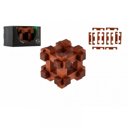 Obrázek Hlavolam dřevěná klec v krabičce 8x5x5cm
