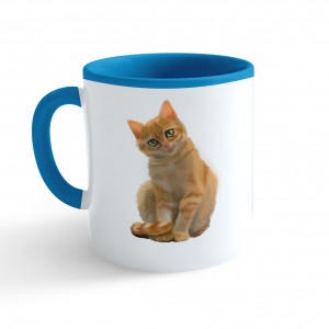 Obrázek Hrnek Malovaná zvířátka - Kočička - modrý 330ml