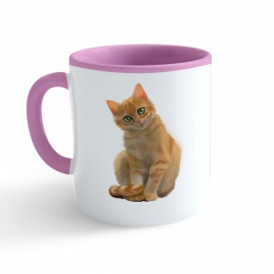 Obrázek Hrnek Malovaná zvířátka - Kočička - růžový 330ml
