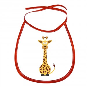 Obrázek Dětský bryndák Veselá zvířátka - Žirafa - červený
