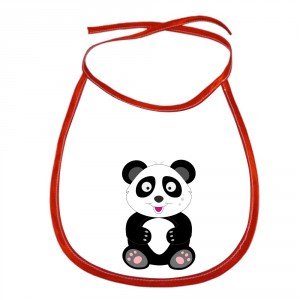 Obrázek Dětský bryndák Veselá zvířátka - Panda - červený