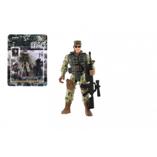 Obrázek Voják figurka se zbraní plast 10cm na kartě 15x19,5cm