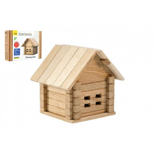 Obrázek Stavebnice dřevěný dům 37 dílků v krabici 22x16,5x6cm