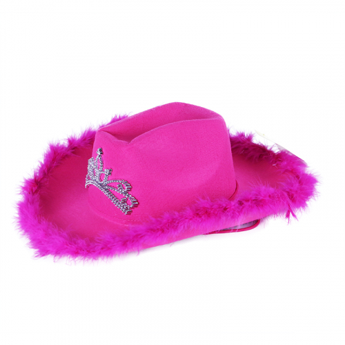 Obrázek klobouk kovbojský růžový s korunkou dámský