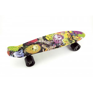 Skateboard - pennyboard 60cm nosnost 90kg potisk barevn, ern kovov osy, ern kola - Cena : 667,- K s dph 