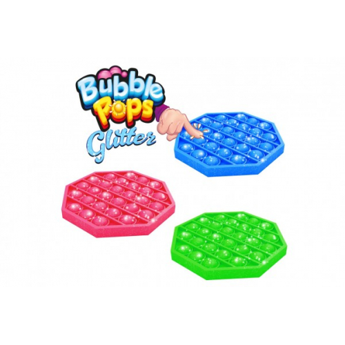 Bubble pops - Praskajc bubliny s glitry silikon antistresov spol. hra 3 barev 12,5x12,5cm v sku - Cena : 152,- K s dph 