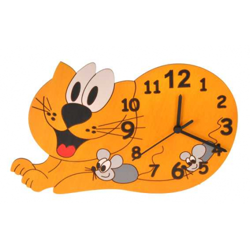 Obrázek DoDo Dětské dřevěné hodiny kočka