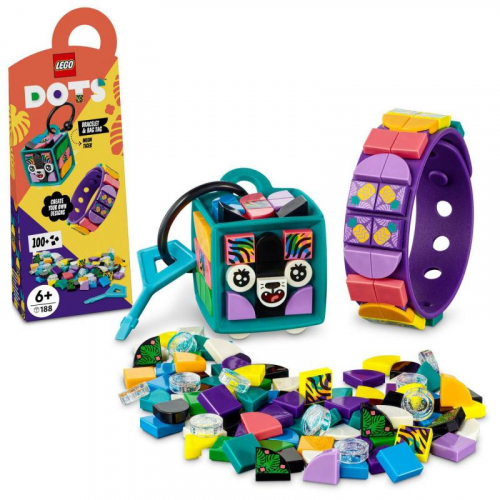 Obrázek LEGO<sup><small>®</small></sup> DOTS 41945 - Neonový tygr – náramek & ozdoba na tašku