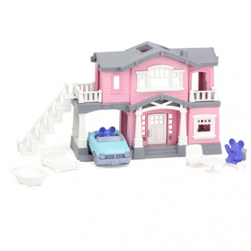 Obrázek Green Toys Růžový dům s 9 ks příslušenství