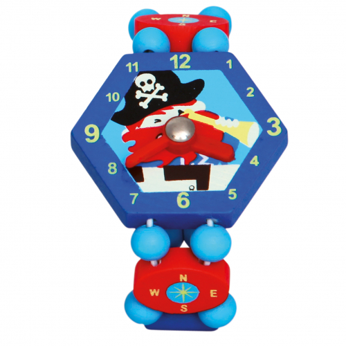 Obrázek Bino Dřevěné hodinky pirát modré
