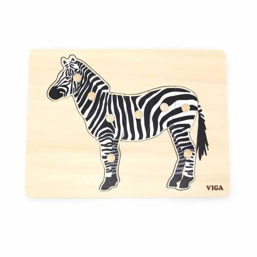 Obrzek Dtsk devn puzzle vkldaka Montessori Viga Zebra