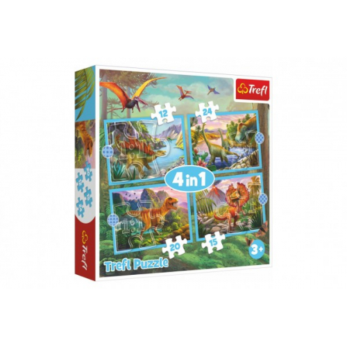 Obrázek Puzzle 4v1 Unikátní dinosauři 28,5x20,5cm v krabici 28x28x6cm