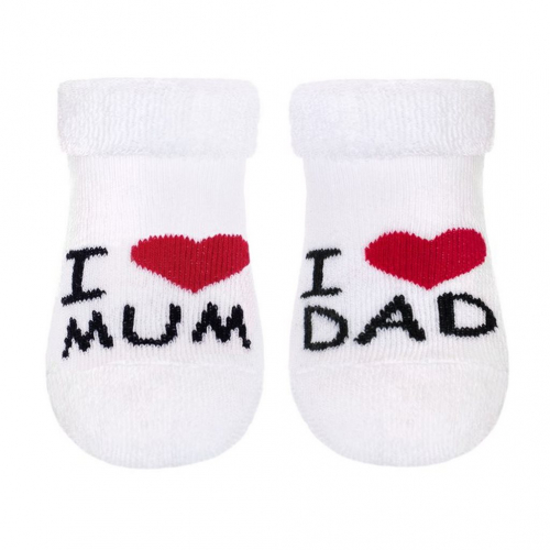Obrázek Kojenecké froté ponožky New Baby bílé I Love Mum and Dad 56 (0-3m)