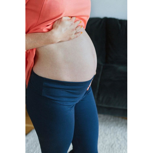 Obrázek Těhotenské legíny s vysokým pasem milk & love modrá L