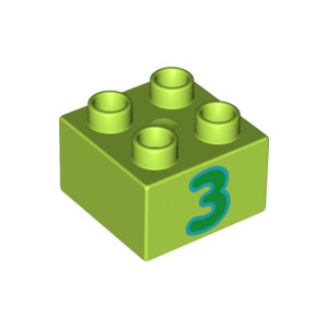 LEGO DUPLO - Kostika 2x2 s potiskem . 35, Svtle luto-zelen - Cena : 22,- K s dph 
