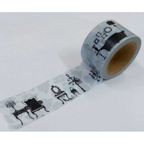 Obrázek Dekorační lepicí páska - WASHI pásky -1ks židle v modrém