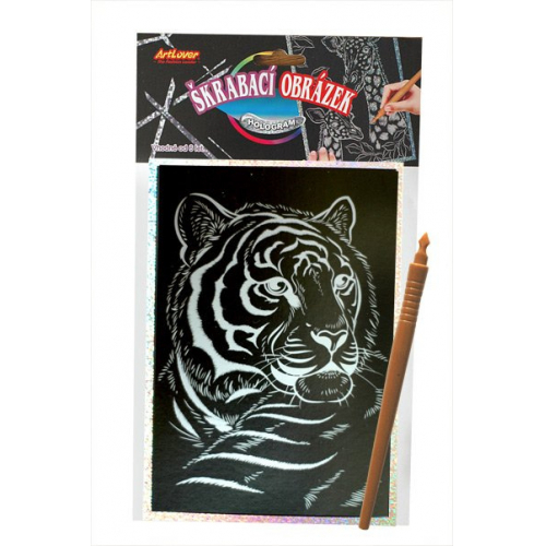 Obrázek Škrabací obrázek- Holografický 20x15 cm- tygr