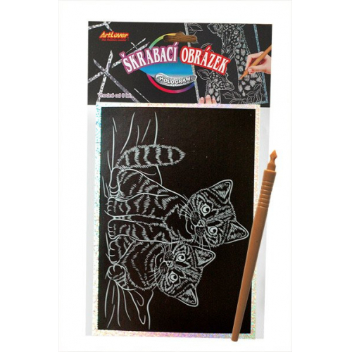 Obrázek Škrabací obrázek- Holografický 20x15 cm- koťata