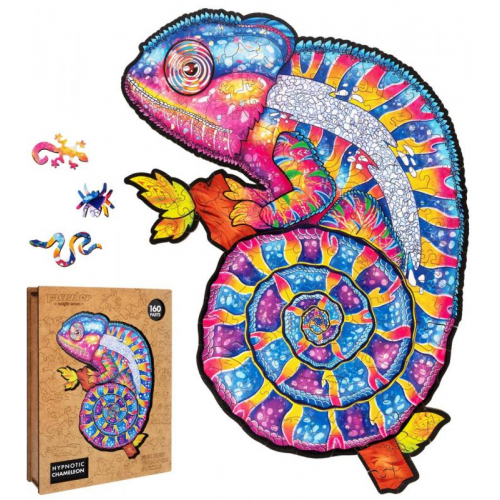 Obrázek DŘEVĚNÉ BAREVNÉ PUZZLE - Hypnotický chameleon