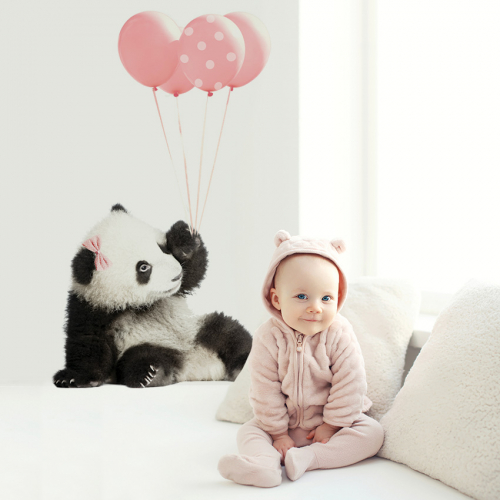 Dekorace na ze DEKORNIK  - panda s rovmi balonky - 70x115cm DEKO.N.Z.007 - Cena : 1189,- K s dph 