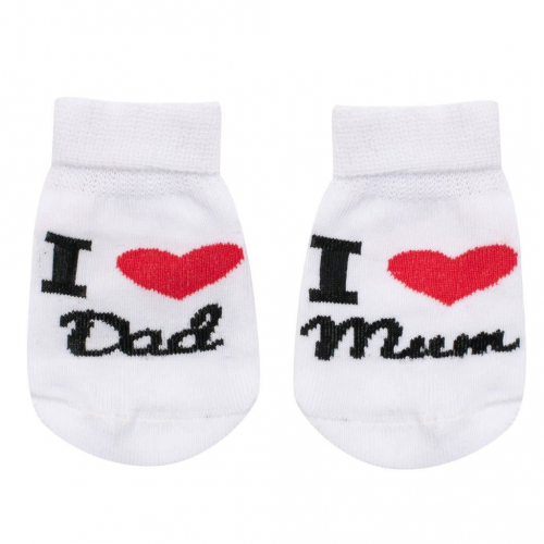 Obrázek Kojenecké bavlněné ponožky New Baby I Love Mum and Dad bílé 62 (3-6m)