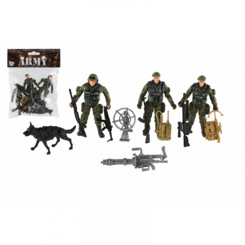 Obrázek Sada vojáci se psem s doplňky 12ks plast v sáčku 17x20x3cm