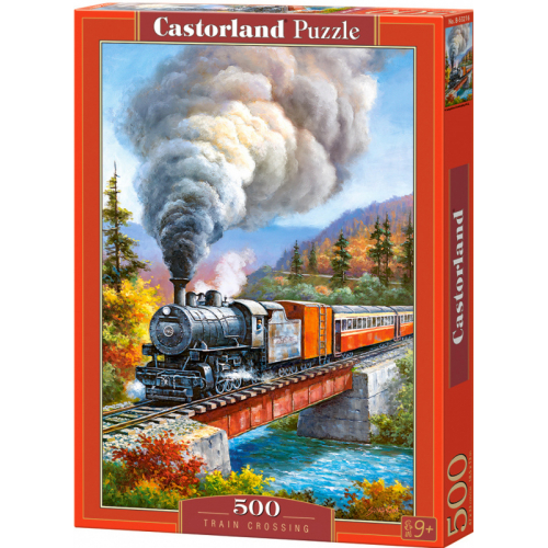 Obrázek Puzzle Castorland 500 dílků - Vlak přejíždějící řeku (kreslený)