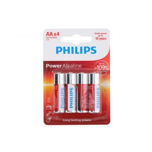 Baterie Philips AA(LR6) 1,5V 4ks na kart Alkaline - Cena : 91,- K s dph 