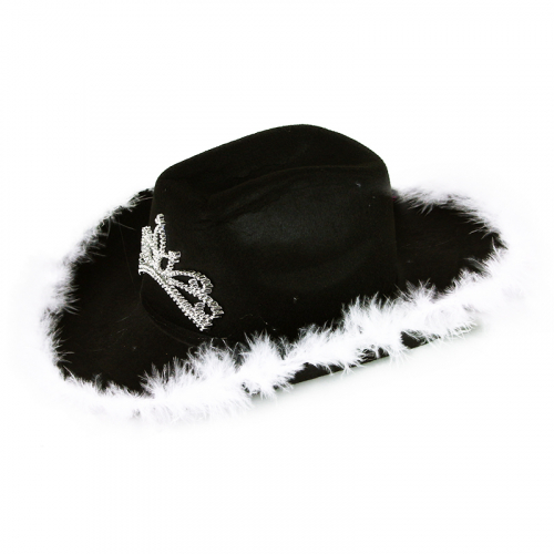Obrázek klobouk kovbojský černý s korunkou dámský